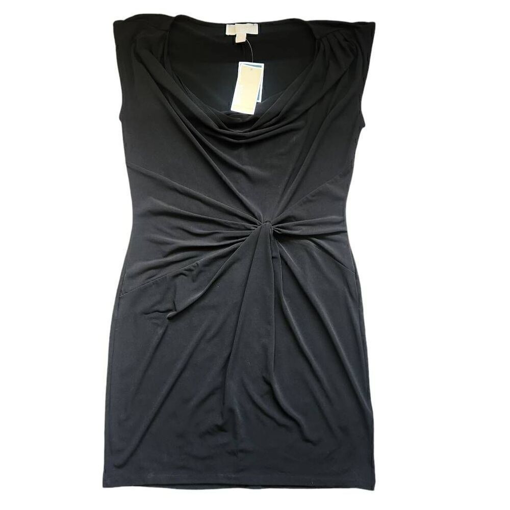 Michael Kors Dress Womens Medium Sheath Tie Ruched Cocktail‎ Black New